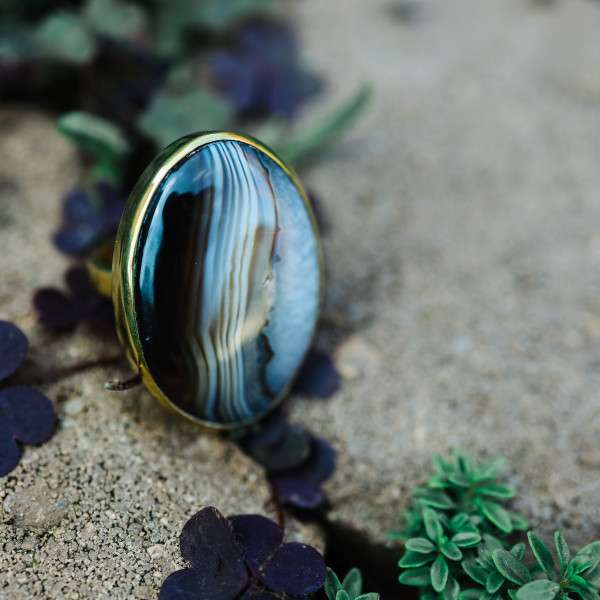 Pierścionek Botswana Agat