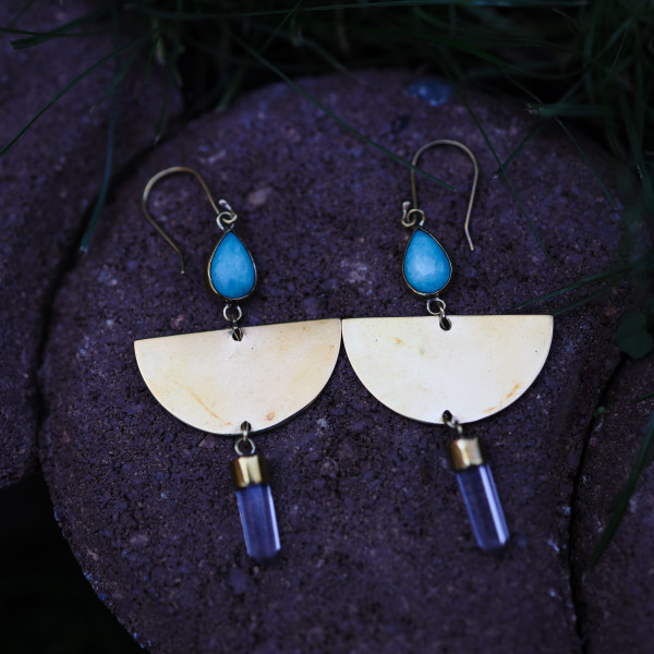 Kolczyki z Amazinitem i Kryształem Górskim