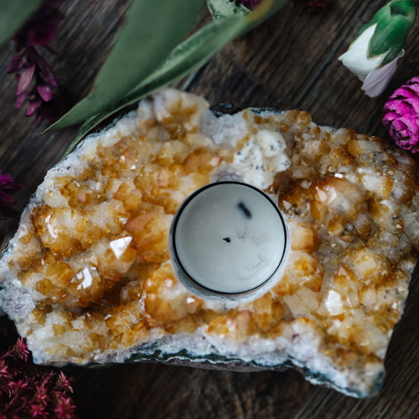 Świecznik z Ametystu cytrynowego