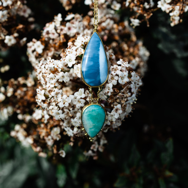 Naszyjnik z niebieskim Opalem i Amazonitem- mniejszy