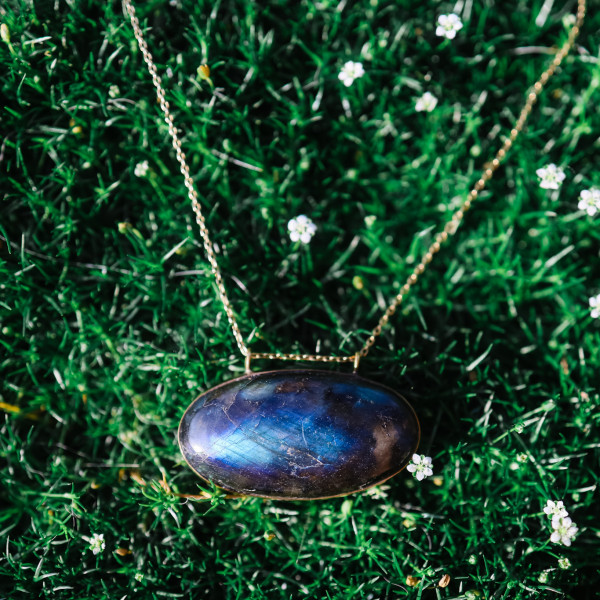 Naszyjnik z labradorytem- duży okaz