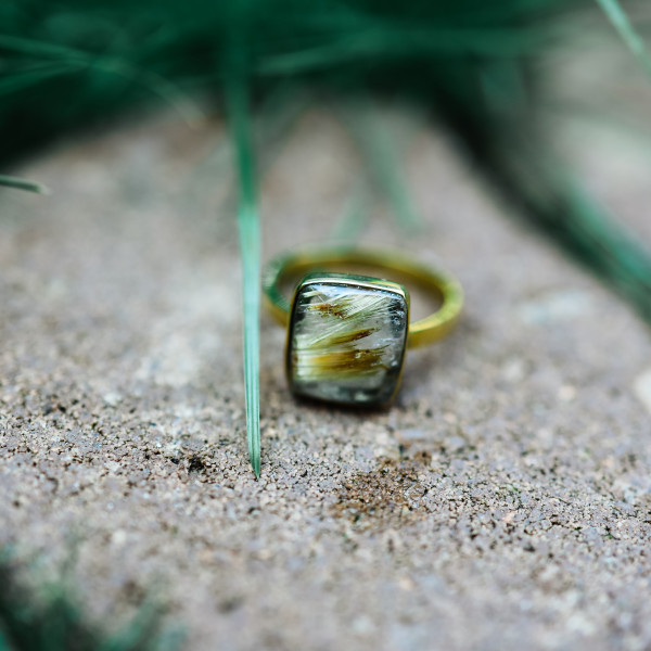 Pierścionek z Kwarcu Rutylowego- mniejszy